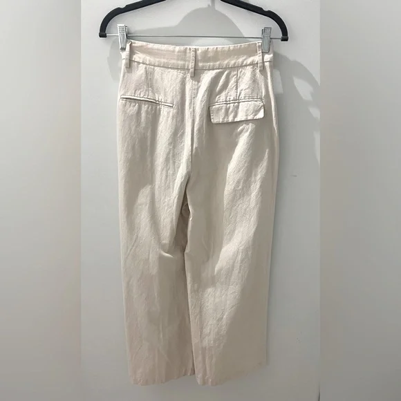 SOLD Zara Wide Leg Linen Blend Pants - Ice - Picture 6 of 7